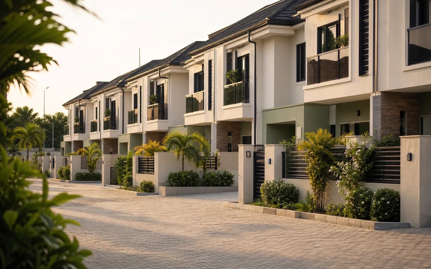Modern terrace houses in a clean Lagos rental estate